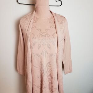 Chicos Tonal jacquard 2 piece cardigan cotton blend size 1 (medium)